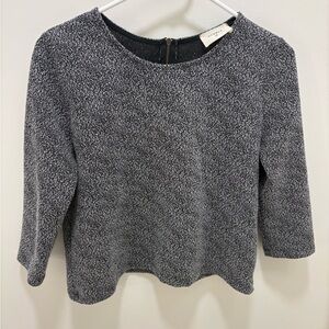 Everly Black & White Textured Crewneck Long Sleeve Top